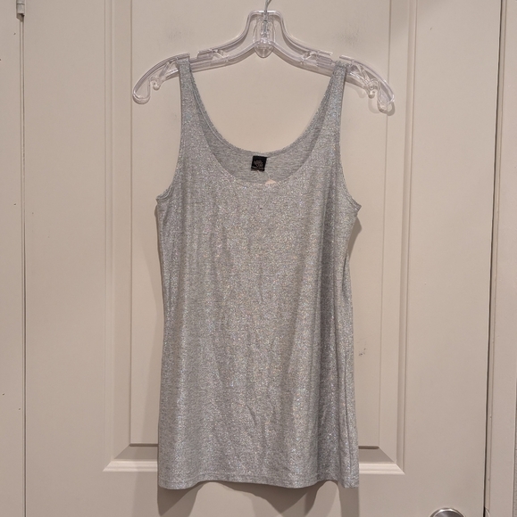 Only Hearts N.Y.C. Helena Stuart Silver Metallic Glitter Skinny Tank Top Large - Picture 1 of 5